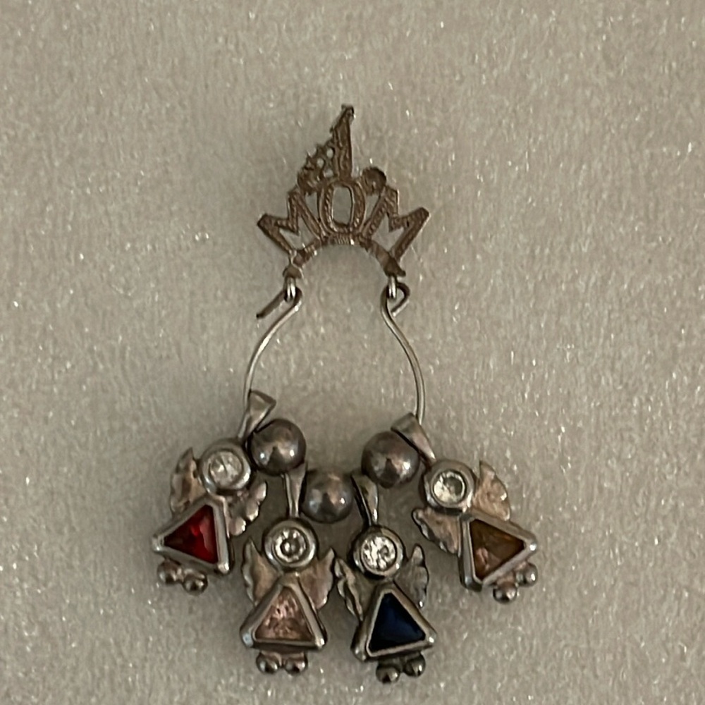 Sterling silver number one mom with four angel charms and three beads